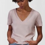 Camiseta con Cuello en V de Mujer #E150