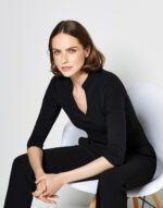 Camiseta Regular cuello mandarín y manga 3/4