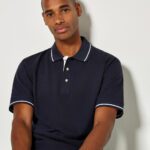 Polo piqué cuello rayado Classic Fit