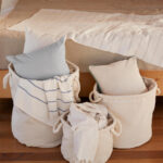 Cesta para almacenaje de lona gruesa