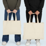 Bolsa de compra de lona asa larga con pliegues