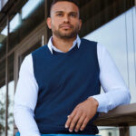 Chaleco de punto cuello V hombre