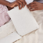 Estuche algodón ecológico a rayas para accesorios