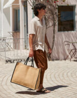 Bolsa shopper de yute natural almidonado Market - Imagen 3