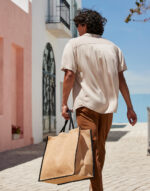 Bolsa shopper de yute natural almidonado Market - Imagen 2