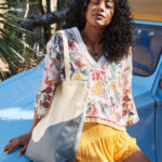 Tote de Algodón Orgánico Wave Print Maxi