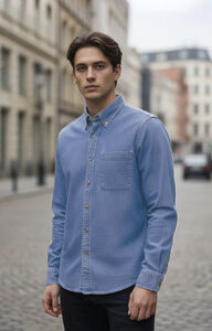 Camisa vaquera manga larga y bolsillo VALENTO LION