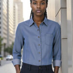 Camisa vaquera mujer manga larga y bolsillo VALENTO PANTER