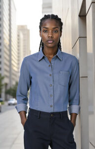 Camisa vaquera mujer manga larga y bolsillo VALENTO PANTER