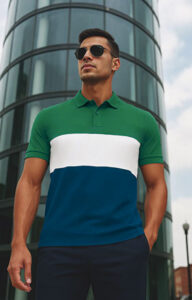 Polo técnico tricolor manga corta VALENTO VARSITY